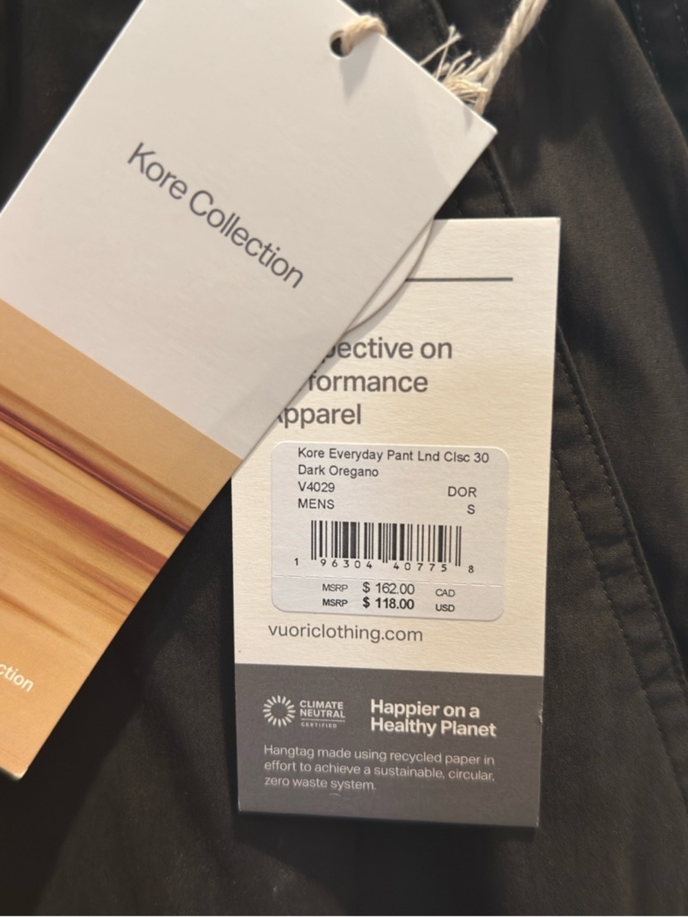 Vuori Kore Pant Dark Oregano Small Drawstring Pants $118 - Picture 2 of 4